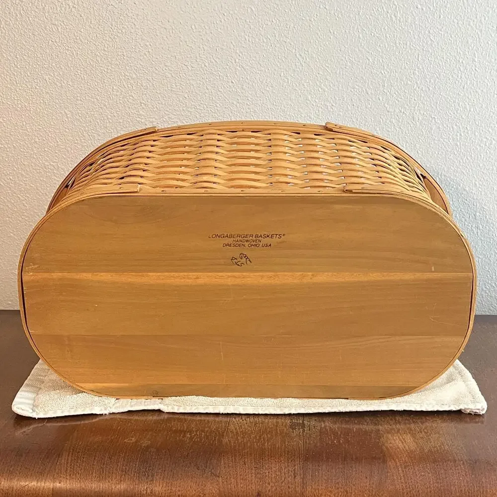 Longaberger Workload Basket Handwoven Storage Signed Wood Wicker USA Decor